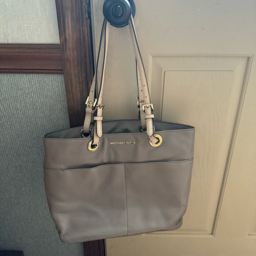 Michael Kors Leather Taupe Tote Bag